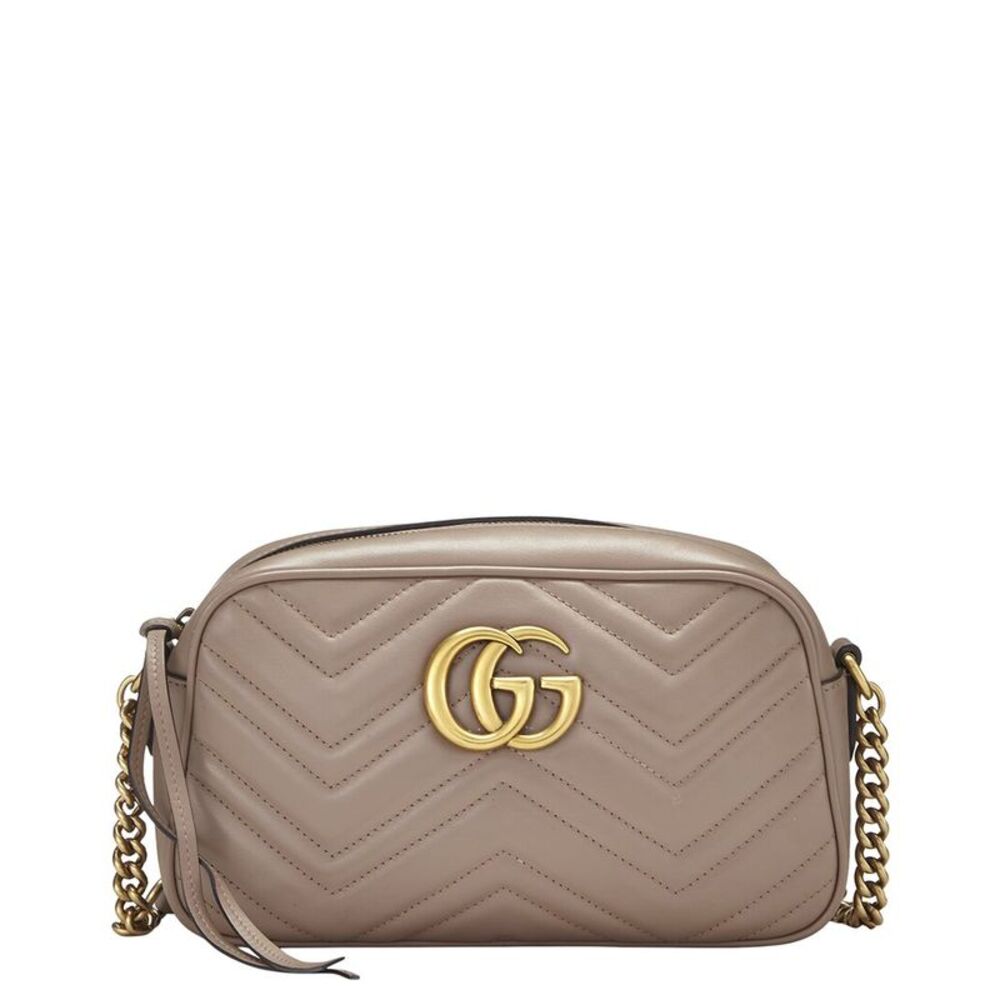 Gucci Pink Leather Gg Marmont Crossbody Bag Small (Authentic Pre-Loved)